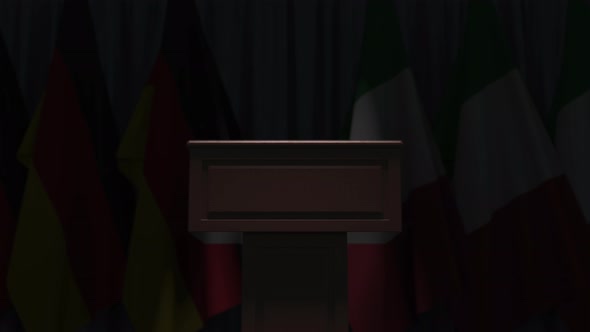 Flags of Italy and Germany at International Meeting alt