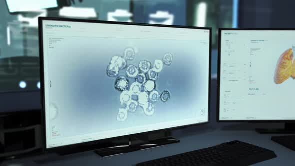 Unknown Pandemic Bacteria Mitosis Scientific Analysis Via High Tech Software