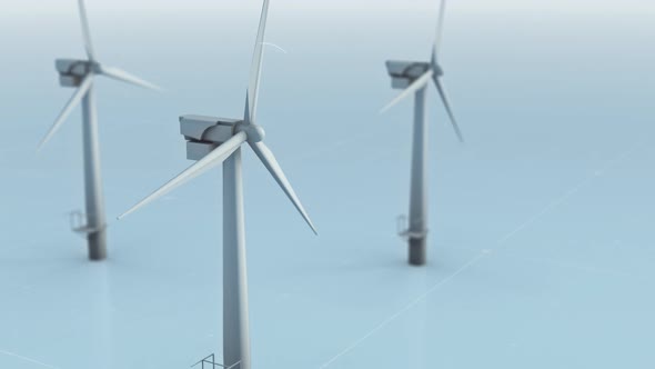 Large Wind Turbines with three Blades rotating around the Rotor alt