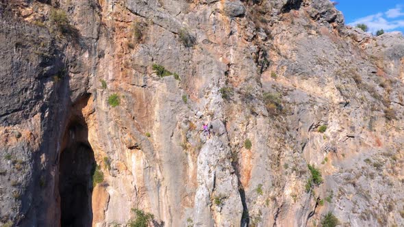 Rock Climbers Climbing on the Cliff