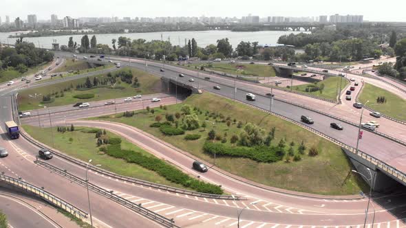 Automobile Transport Interchange in Kyiv. Ukraine. Aerial