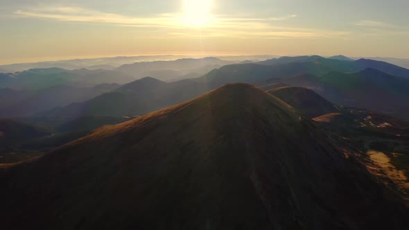 Aerial View of Mountain Hills Carpathian Mountains Landscape