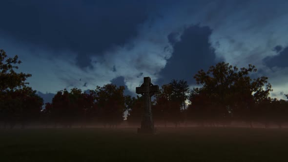 Celtic Cross In Graveyard alt