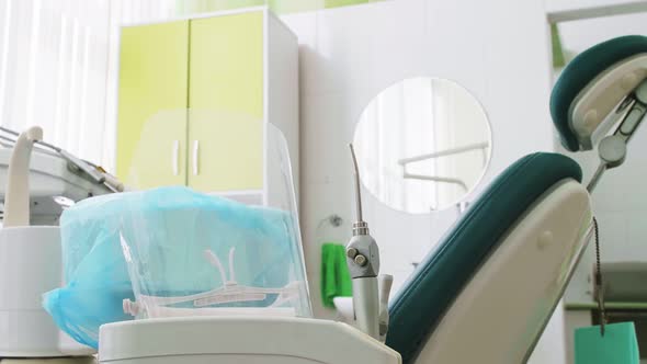 Closeup of a Dental Clinic Office in Soothing Green Tones