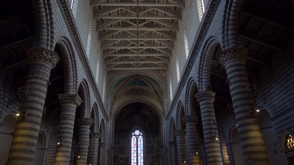 Interior inside Duomo of Orvieto cathedral church in Tuscany, Italy, Europe.