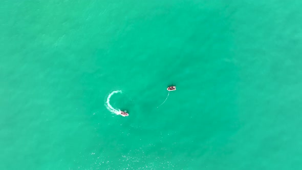 Fishing Near The Shore Sea Aerial View 4 K