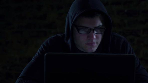 Hacker using computer