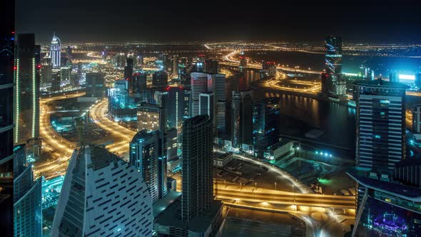 Dubai Cityscape Night Time Lapse