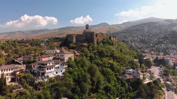 Gjirokastra Castle Albania Drone View