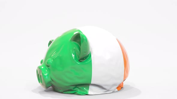 Deflating Inflatable Piggy Bank with Flag of Ireland