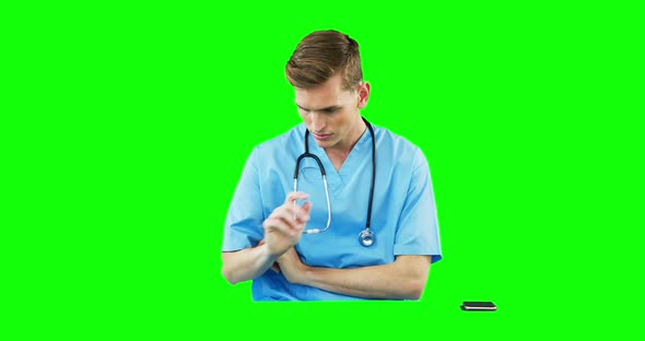 Male doctor using digital screen