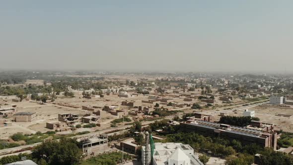 Aerial View Of Sukkur City In Pakistan. Follow Shot