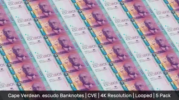 Cape Verde Banknotes Money / Cape Verdean  escudo / Currency Esc / CVE/ | 5 Pack | - 4K