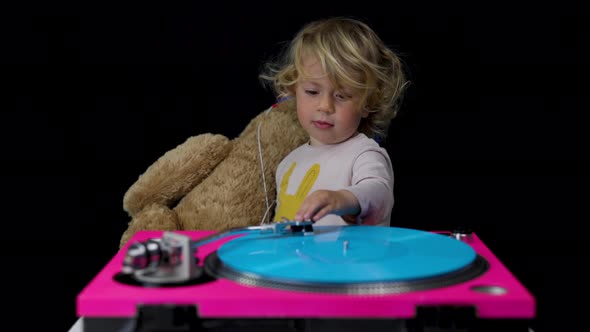 Djing Small Girl with Turntables