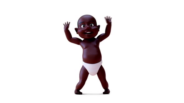 Fun 3D cartoon of a baby jumping