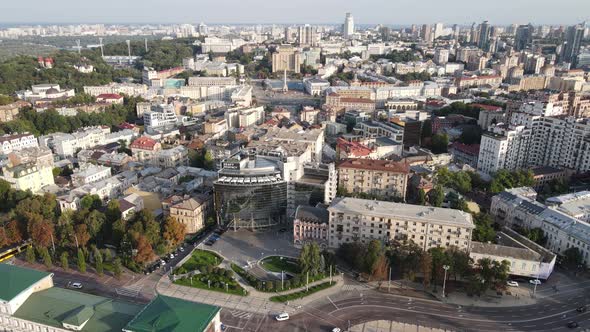 Kyiv Cityscape, Ukraine. Aerial View, Kiev. Slow Motion