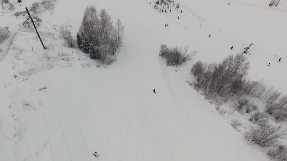 Ski Resort in the Winter Season. Aerial View.