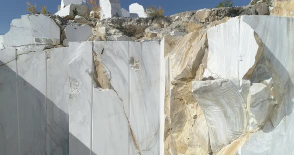 Quarry of white marble. Marble blocks site