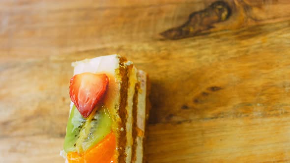 Fasting Cake with Tangerines Kiwi and Strawberry