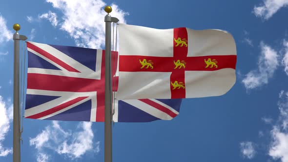 United Kingdom Flag Vs York City Flag On Flagpole