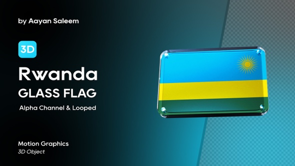 Rwanda Flag 3D Glass Badge