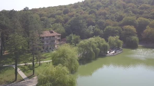 Aerial view of Hotel Lopota Lake Resort Spa. Napareuli. Georgia