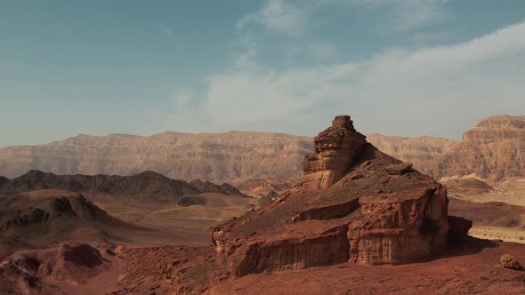 Revealing drone shot of beautiful tall sand desert mountains, multiple colors and a breathtaking vie