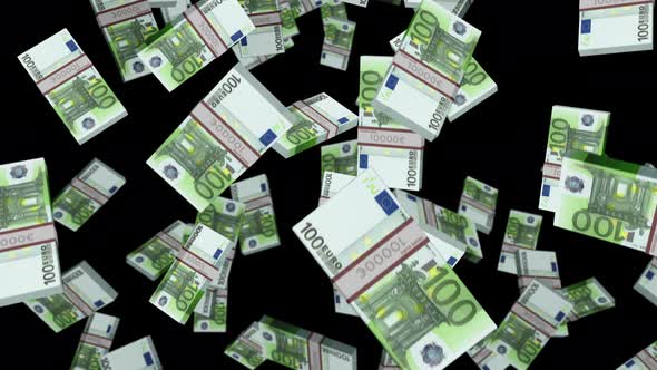 Euro 100 banknote packs falling loop