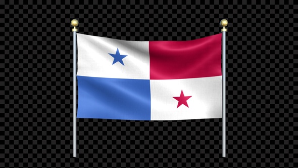 Panama Flag Waving In Double Pole Looped