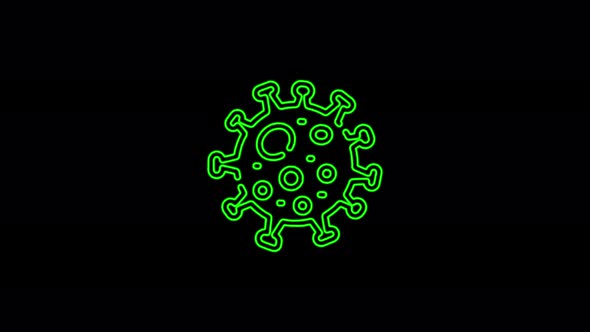 Coronavirus icon abstract seamless animation of 4k neon lines. Beautiful animation of neon lines