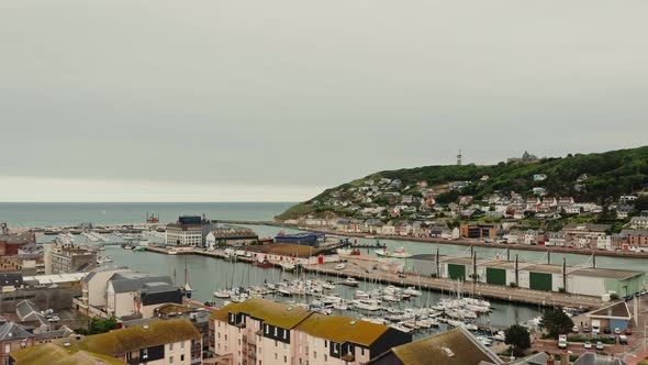 European City with Traditional Houses Located on the Banks of English Channel