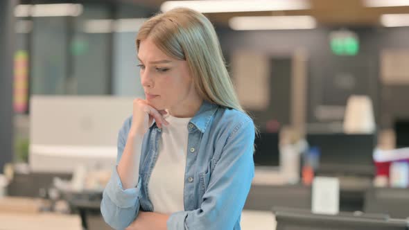 Pensive Young Woman Thinking New Plan