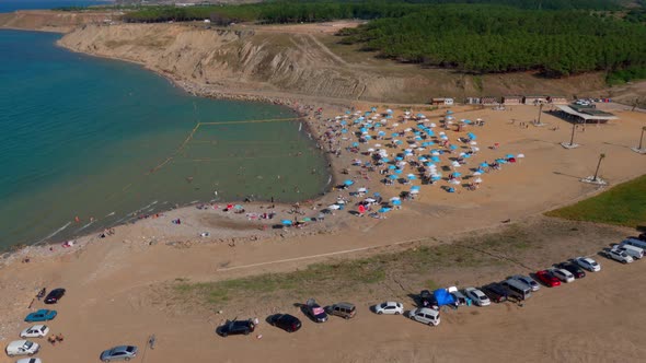 Aerial view of beach at the Black Sea coast, Istanbul, Turkey.