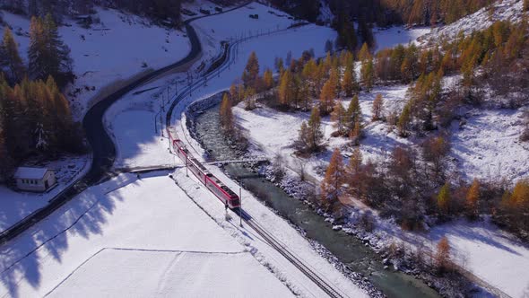 Ski Train in Switzerland Used to Shuttle Passengers and Skiers to Ski Resorts