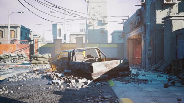 Garbage Dump with Ruined Buildings After Battle alt