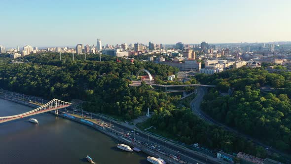 Drone Footage Aerial View of Friendship of Nations Arch in Kiev, Ukraine