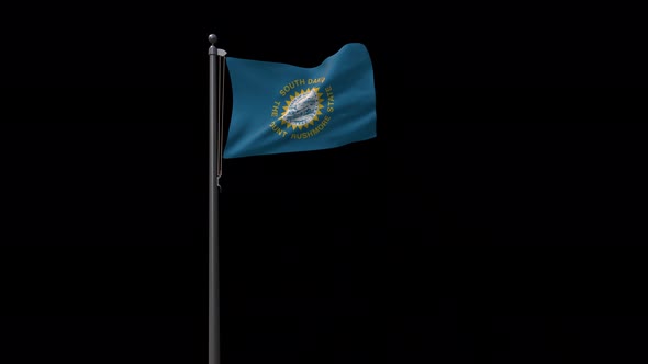 Flag Of South Dakota, 4K Prores 4444 Footage With Alpha