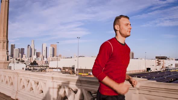 Athletic Male Jogging Los Angeles Slow-Motion