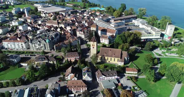 Aerial view of Arbon, a small town along Lake Constance, Switzerland.