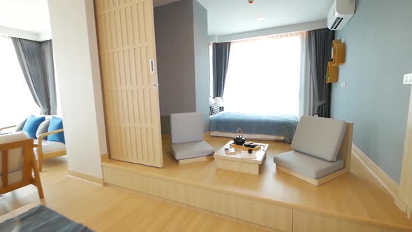 Modern Japanese Open Plan Living Area Decoration Walkthrough