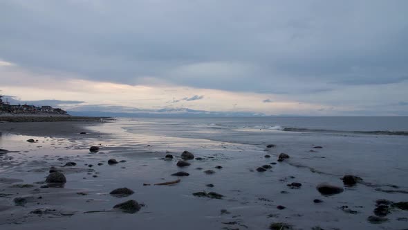 beautiful tranquil beach scene at sunset