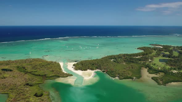 The island of Ile-AUX-Cerfs is located on the East coast of Mauritius