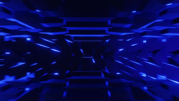 Blue glowing spark motion graphic. Looped animation. Abstract seamless VJ neon HD background.