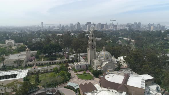 Aerial of Balboa Park with the Museum of Man