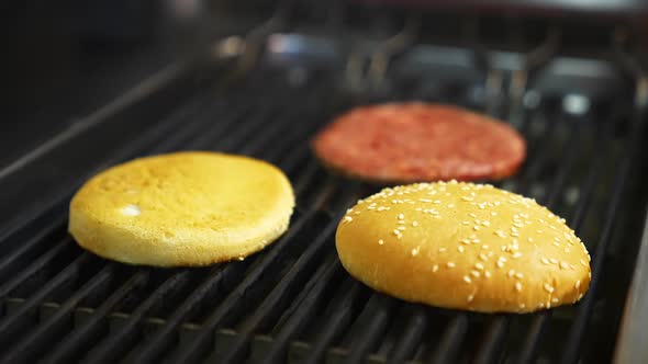 Grilled burger cutlet beef minced meat patties. 