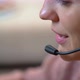 Call center concept. Close-up telesales agent with headset working from home - VideoHive Item for Sale