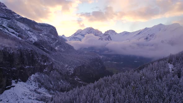 Switzerland in the Winter Snow Covered Mountains and Forests