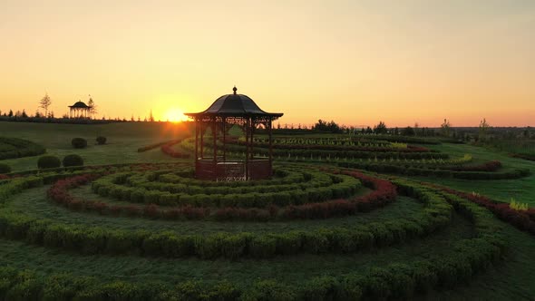 Scenic Landscape of Beautiful Summer Park Dobropark at Sunrise Motyzhyn Ukraine