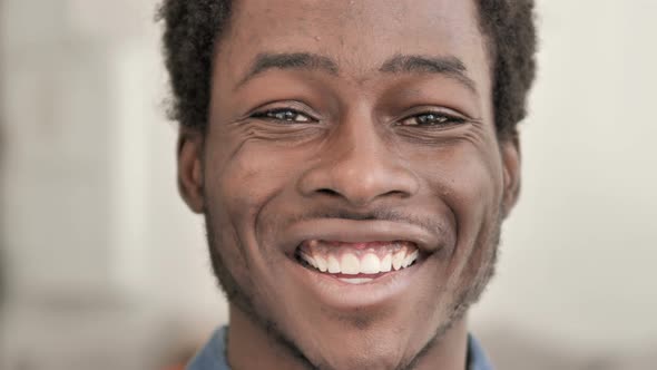 Smiling Lips of African Man Close Up