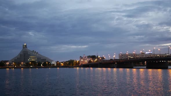 Time lapse from the Stone Bridge and the National library of latvia